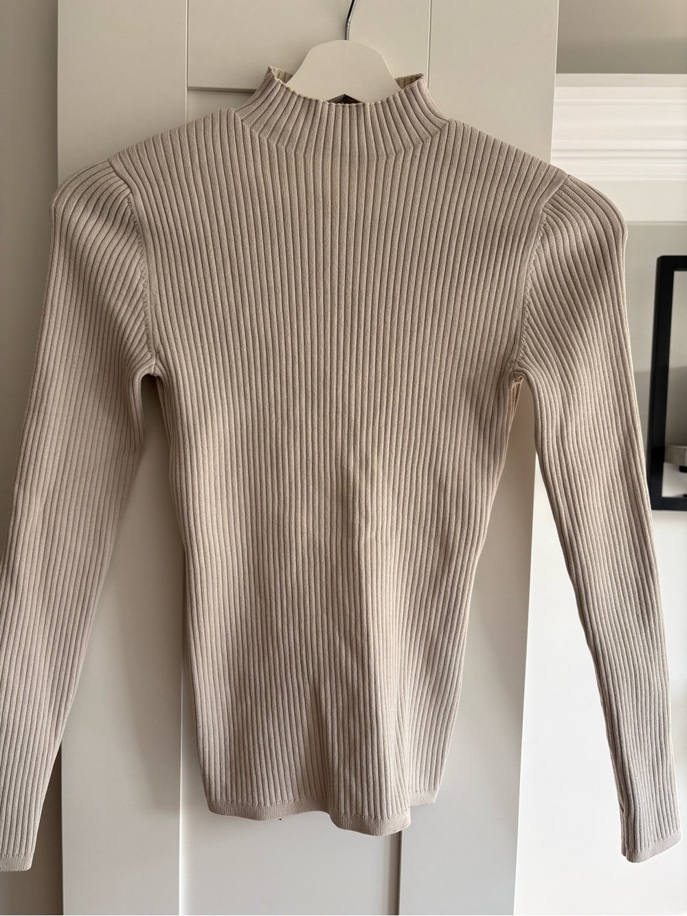 Aritzia Babaton Sculpknit Ribbed Mock Neck Open Back Sweater